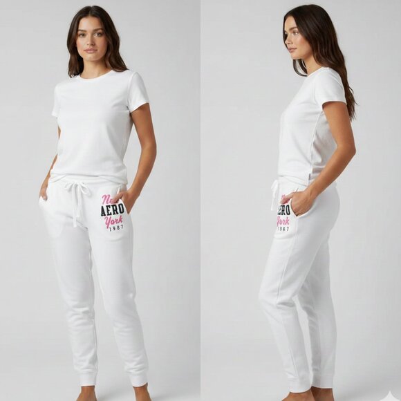 Aeropostale Pants - Aeropostale Aero NY 1987 Women’s White Jogger Sweatpants – Size Medium